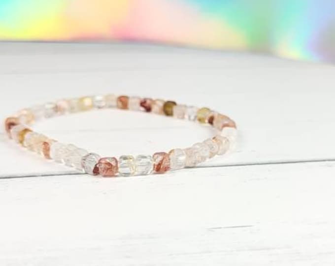 Natural Red Crystal quartz bracelet 4 mm bead