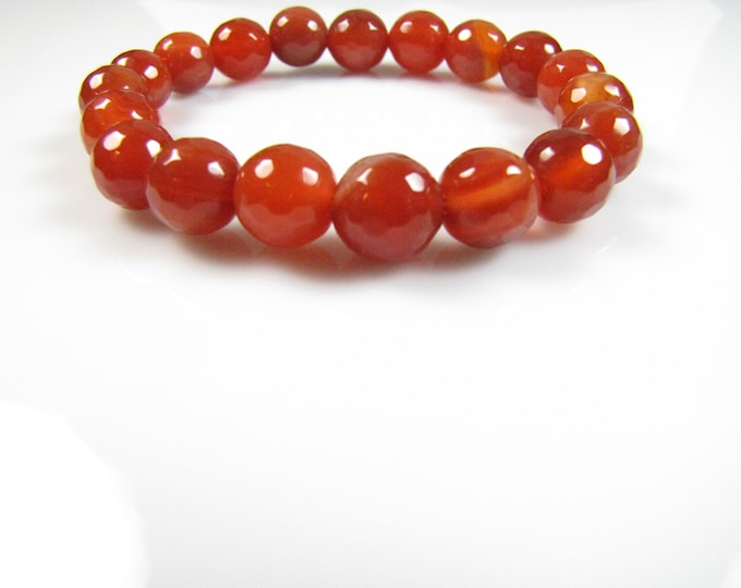 AAA+ Natural Faceted Red Agate  bracelet 10 mm beads