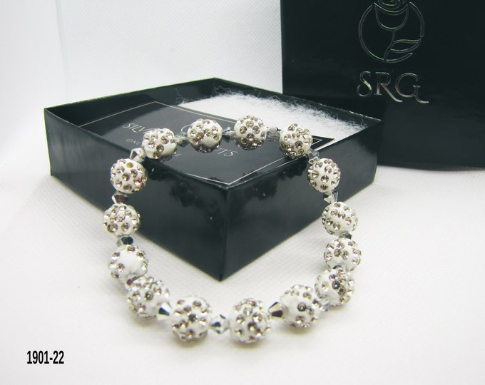 Fashion bracelet with 10 mm Pave  rhinestone  beads.