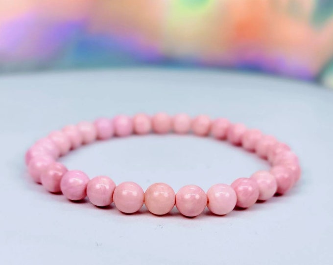 Natural Pink Shell bracelet 6 mm beads