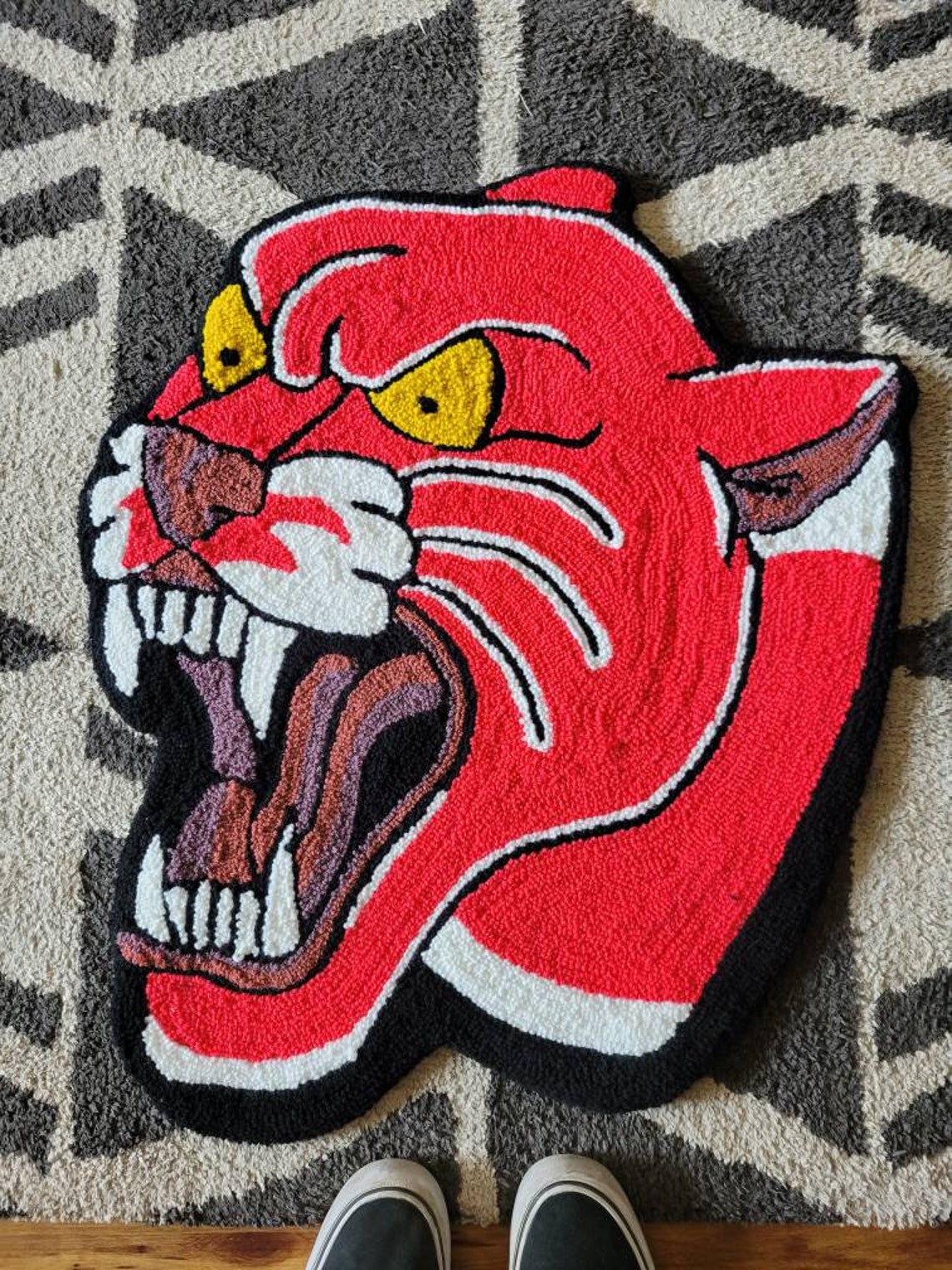 Make to Order-old School Pink or Blue Panther Handmade Rug - Etsy