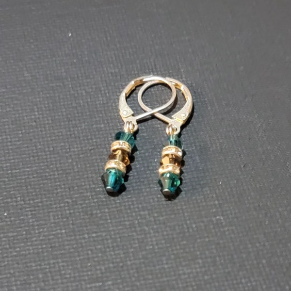 Simple Dreamer's Gems Teal & Grey Dangle/Drop Earrings