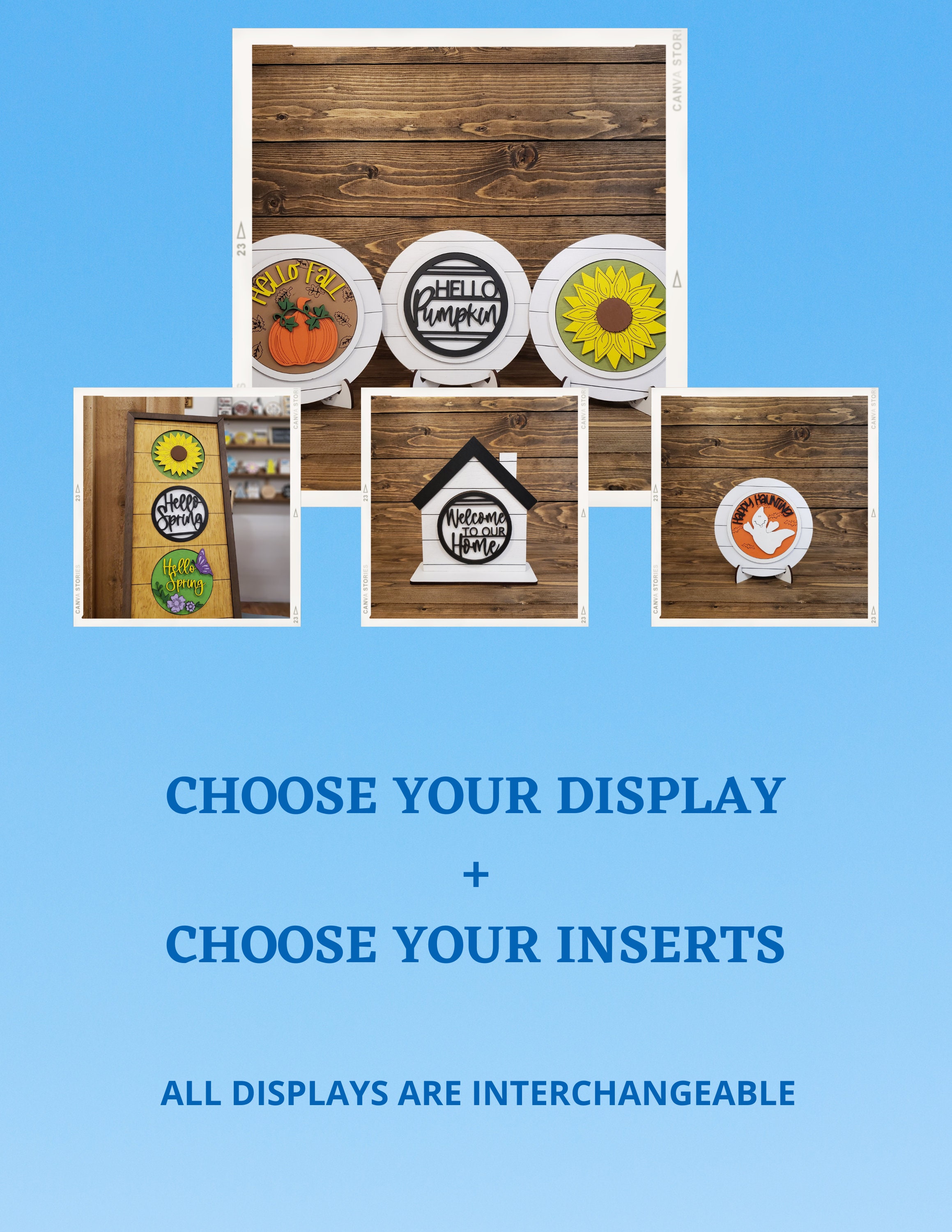 Leaning Display With Inserts, Interchangeable Seasonal Decor Sign on ...