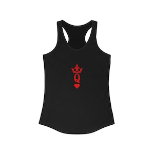Tanque Racerback de Reina de Corazones para Mujeres / Camiseta sin mangas de cartas de juego / Top de cartas de póquer / Disfraz de Halloween Top