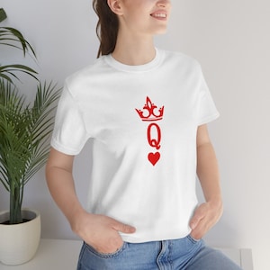Camiseta de la Reina de Corazones / Camisa de cartas / Tee de cartas de póquer / Regalo de Navidad / Disfraz de Halloween Top