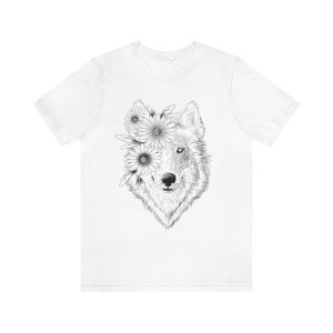 She Wolf Shirt / Wolf Print T-Shirt /  I Love Wolfs /  Lone Wolf Tee / Wolf in Flowers