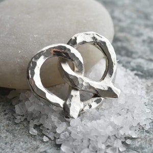 Pure 999 Silver Pretzel Pendant, Handforged, Fused, Solderfree Pendant, Charm Necklace Handmade by MustacheMetalWorks