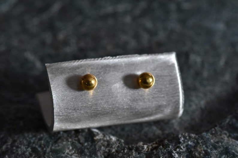 24k gold studs, handmade earrings by mustachemetalworks image 4