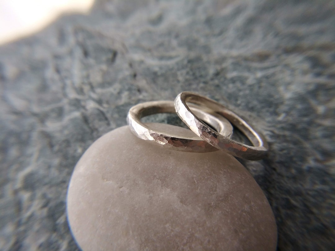 Pure Metal Rings Hammered Thin Pure Silver Ring Handmade by Mustache Metal - Etsy