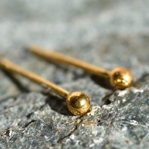 24k gold studs, handmade earrings by mustachemetalworks image 1