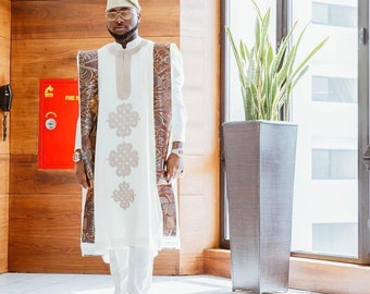 AGBADA, African AGBADa, African men's clothing, African wedding suit, Groomsmen suit, Groom's suit, African men's suit, FREE SHIPPING