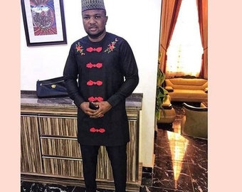 Tradycyjny strój męski, męski kaftan, afrykański garnitur ślubny, afrykański strój męski, Agbada dla mężczyzn, styl Agbada, garnitur dla drużbów, strój senatora