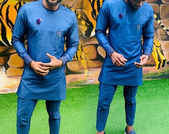 Blue suit, Royal Blue suit, African men's clothing, African men's suit, Groomsmen suit, Groom's suit, African men's wear, FREE SHIPPING