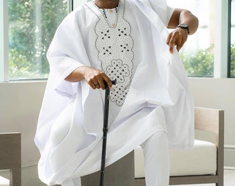White AGBADA, African AGBADA, AGBADA for men, African wedding suit, Groomsmen suit, Groom's suit, Men's Traditional Wear, African men's wear