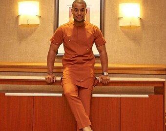 African men's clothing, brown men's clothing, men's suit, men's wear, African clothing for men, Groomsmen suit custom made suit, Dashiki men