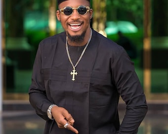 Black suit, African black suit, Dashiki men suit, African men's clothing, African wedding suit, Groomsmen suit, men clothing, FREE SHIPPING