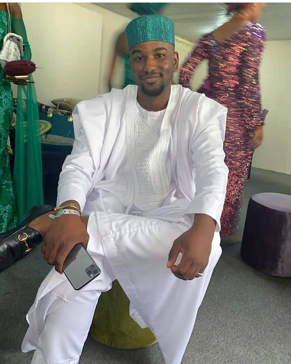 AGBADA bianco, AGBADA per uomo, AGBADA africano, abito da sposa - Main Image