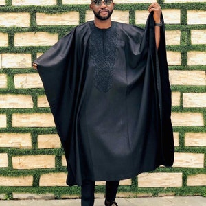 AGBADA, Black AGBADa, AGBADa for men, African wedding suit, Groomsmen suit, Groom's suit, Bespoke wedding Suit, Dashiki suit, FREE SHIPPING image 1