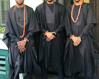 Black AGBADA, Black African suit, African AGBADa, African wedding suit, Groomsmen suit, Groom's suit, custom made suit, FREE SHIPPING