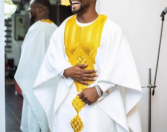 Agbada, Agbada for men, African Agbada, African wedding suit USA, White wedding suit USA, Groom's suit, Groomsmen suit, traditional men suit