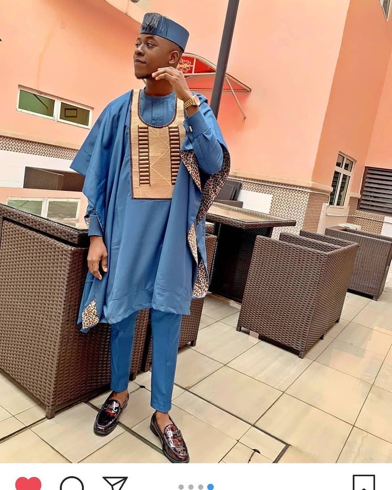 Groom/'s suit Groomsmen suit African attire for men African AGBADA African wedding suit 3 piece men/'s suit Blue AGBADA AGBADA for men