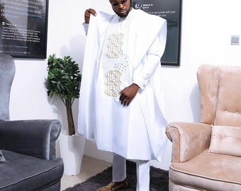Agbada para hombre, Agbada, Agbada africana, traje de boda africano EE.UU., traje de padrino EE.UU., traje de novio, traje africano de 3 piezas, traje tradicional