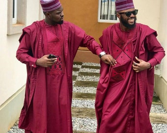 AGBADA, African AGBADa for men, African men's suit, African wedding suit, Groomsmen suit, Groom's suit, wine suit, FREE SHIPPING
