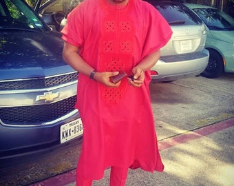 Red AGBADA, AGBADA for men, African AGBADA, African wedding suit, Groomsmen suit, Groom's suit, African men's wear, African suit, men's suit