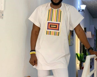 African men's clothing, African men's wear, Men's traditional wear, men's kaftan, men's embroidered shirt, Groomsmen suit, Groom's suit