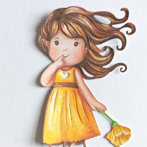 4 große hübsche Mädchen Stanzteile, Buttercup Mädchen Kartenfiguren, Papier Mädchen Figuren, Kartendekoration, Scrapbooking und Junk Journaling