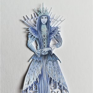 3 x grandes découpes de reine des neiges, toppers de carte de figure fantastique, figurines de papier de royaume de glace, fournitures de scrapbooking et de fabrication de cartes, journalisation