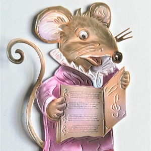 4 fustelle del topo del coro della chiesa, toppers per carte natalizie, topo vestito con ritagli di libri, album di ritagli, forniture per la creazione di carte di diario spazzatura