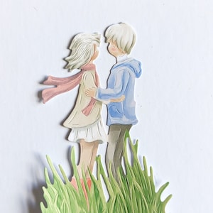 6 x recortes de casal jovem, chapéus de coco românticos para cartões de aniversário, aniversário ou dia dos namorados, scrapbooking, diário