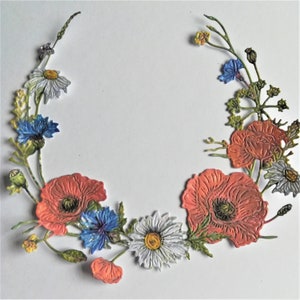 2 grandi ghirlande di fiori di papavero con farfalle fustellate, ghirlande di fiori misti per scrapbooking, creazione di biglietti e journaling