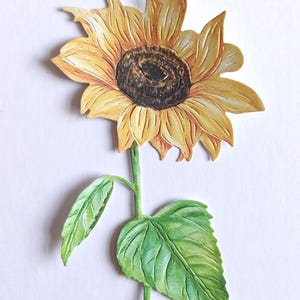 6 grands tournesols prédécoupés, fleurs jaune pâle automne/automne pour carte de scrapbooking, fabrication de cartes, décoration d'intérieur et travaux manuels en papier