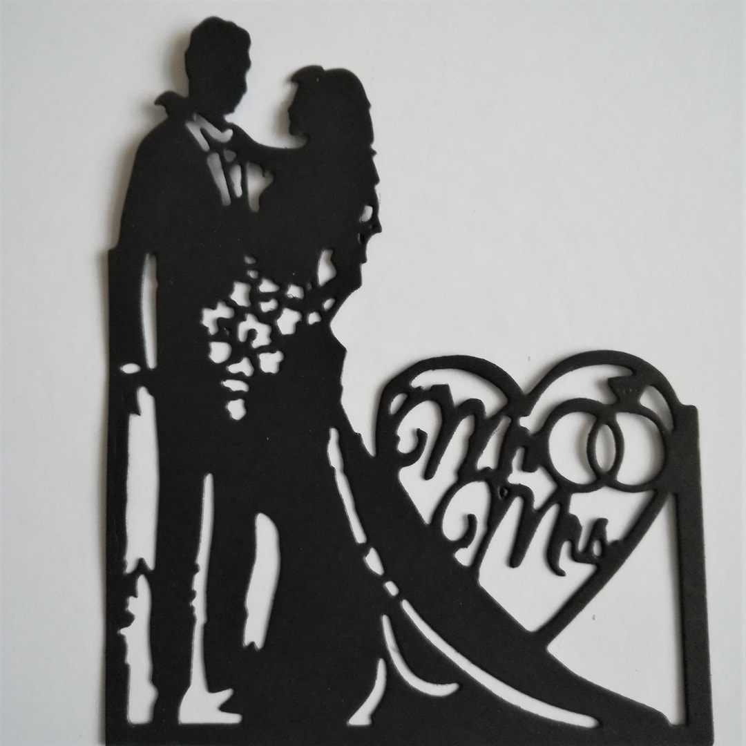 4x Black or White Wedding Die Cuts, Silhouette Mr and Mrs Die Cuts