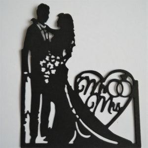 4x zwarte of witte bruiloft die cuts, silhouet Mr en Mrs die cuts, trouwkaart levering, romantische figuren, kaart maken leveringen, silhouet