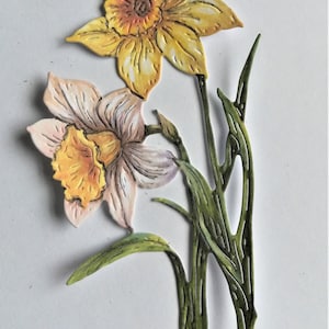 Narzissen-Blumenzweig die cuts x 4, gestanzte Frühlingsblumen für Scrapbooking, Karten machen und Journaling