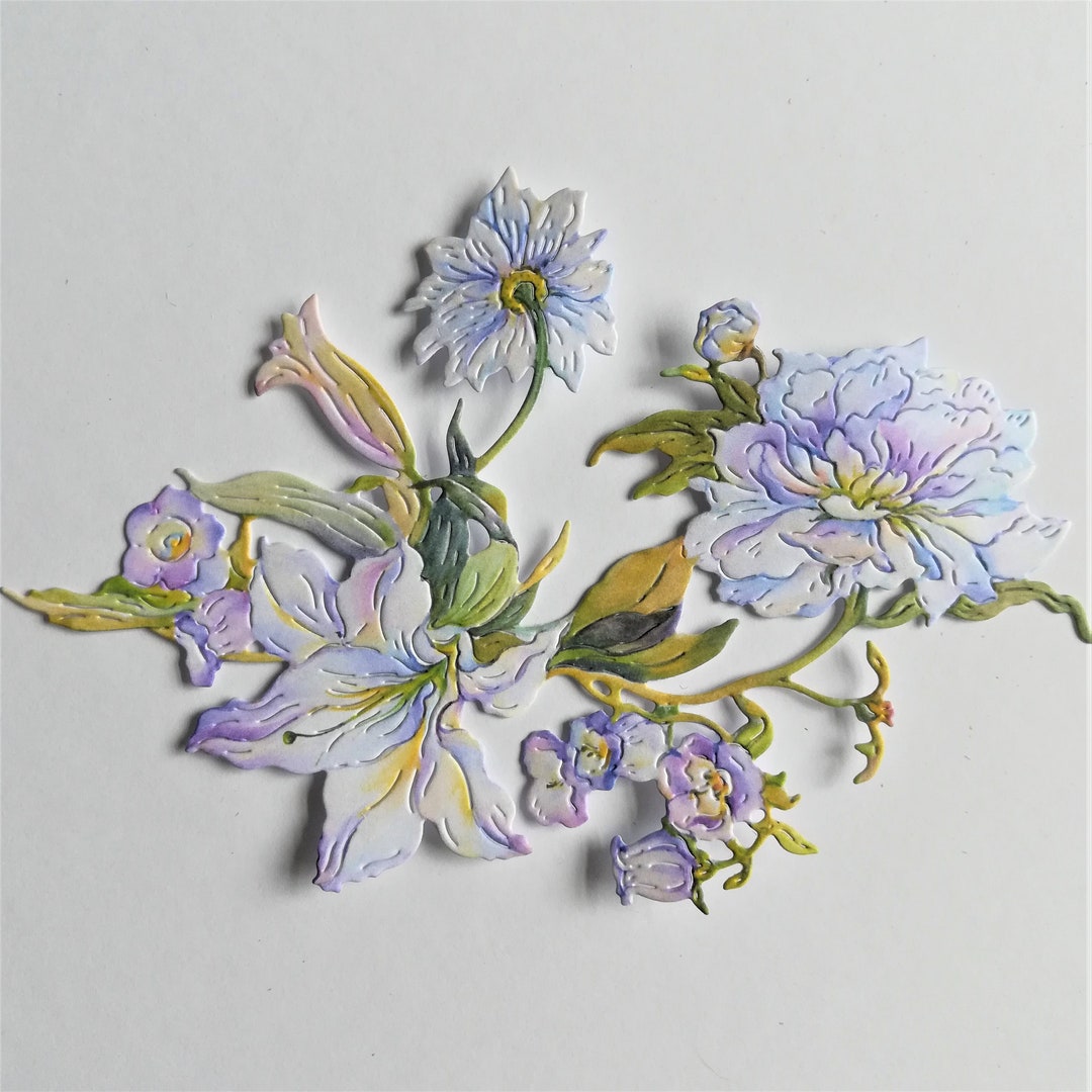 Large Lilac Flower Die Cuts X 4, Wild Flower Die Cuts, Card Toppers ...