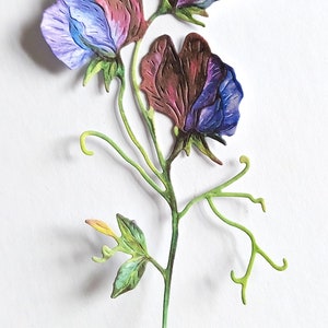 4 x lila Wicken Blumen die cuts, hohe Blumen Ausschnitte für Scrapbooking, Wohnkultur, Ephemera und Journaling