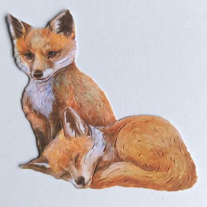 6 x stansvormen vosfamilie, 3 individuele en 3 ouder/kind-stansvormen, rode wilde dieren voor kaarten maken, woondecoratie, scrapbooking en journaling