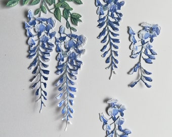 Wisteria die cuts, decopage blue flower die cuts