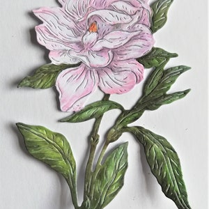 4 troqueles de flores grandes de color rosa pálido, recortes de flores, flores de papel, suministros para hacer tarjetas, álbumes de recortes, diarios basura