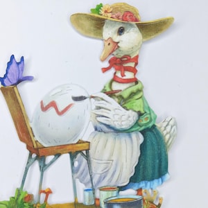 4 x Entenmalerei Eier Stanzteile, Entenausschnitte, künstlerische Tierkartentopper für Osterkarten, Kinderdekor Scrapbooking Journaling Kunstliebhaber