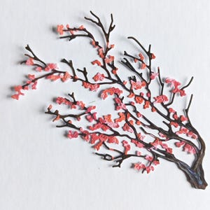 5 x roze sakuratak gestanst, uitgesneden papier, kersenbloesemtakken voor scrapbooking, woondecoratie, kaarten maken en journaling, kortstondig