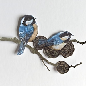 5 x paires de découpes d’oiseaux bleus, découpes d’oiseaux sur une branche, toppers de cartes, scrapbooking, journalisation