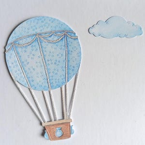 4 Sets blaue Heißluftballons und Wolken für Scrapbooking, Home Decor, Kartengestaltung und Journaling, Karten-Topper, Kinderkarte, Papierkarten