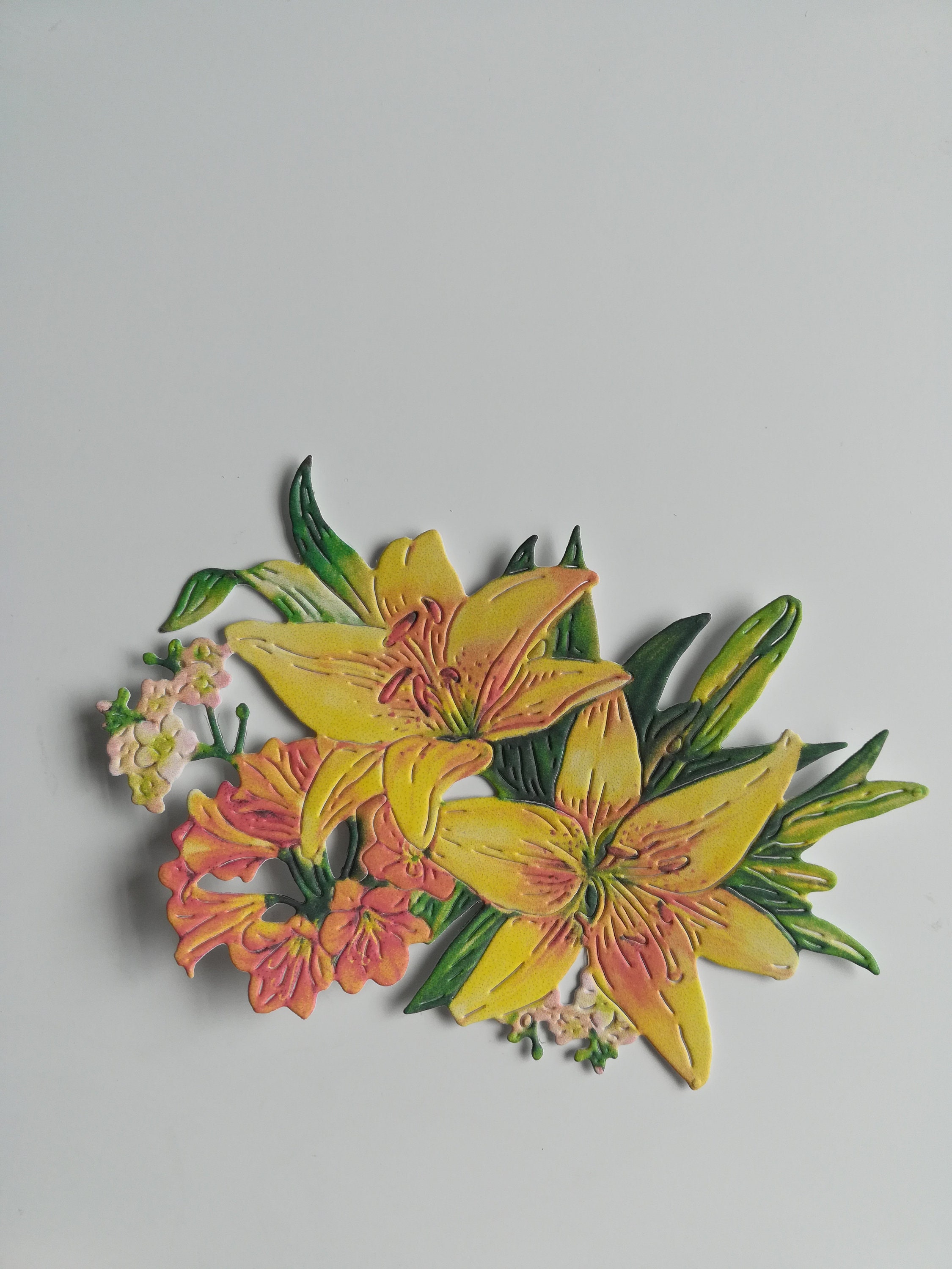 Materials Papercraft die cut flowers Yellow lilies die cuts x 4 lily