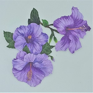 Große lila Blumen Stanzteile x 4, Hibiskus Blumen Stanzteile für Scrapbooking, Kartenherstellung, Journaling und Wohndekor