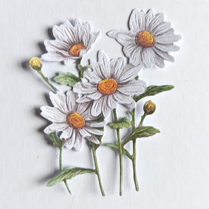 6 fustelle a forma di bouquet di margherite bianche, mazzi di fiori ritagliati in carta per scrapbooking, decorazioni per la casa, creazione di biglietti e decorazioni per biglietti di journaling, effimere